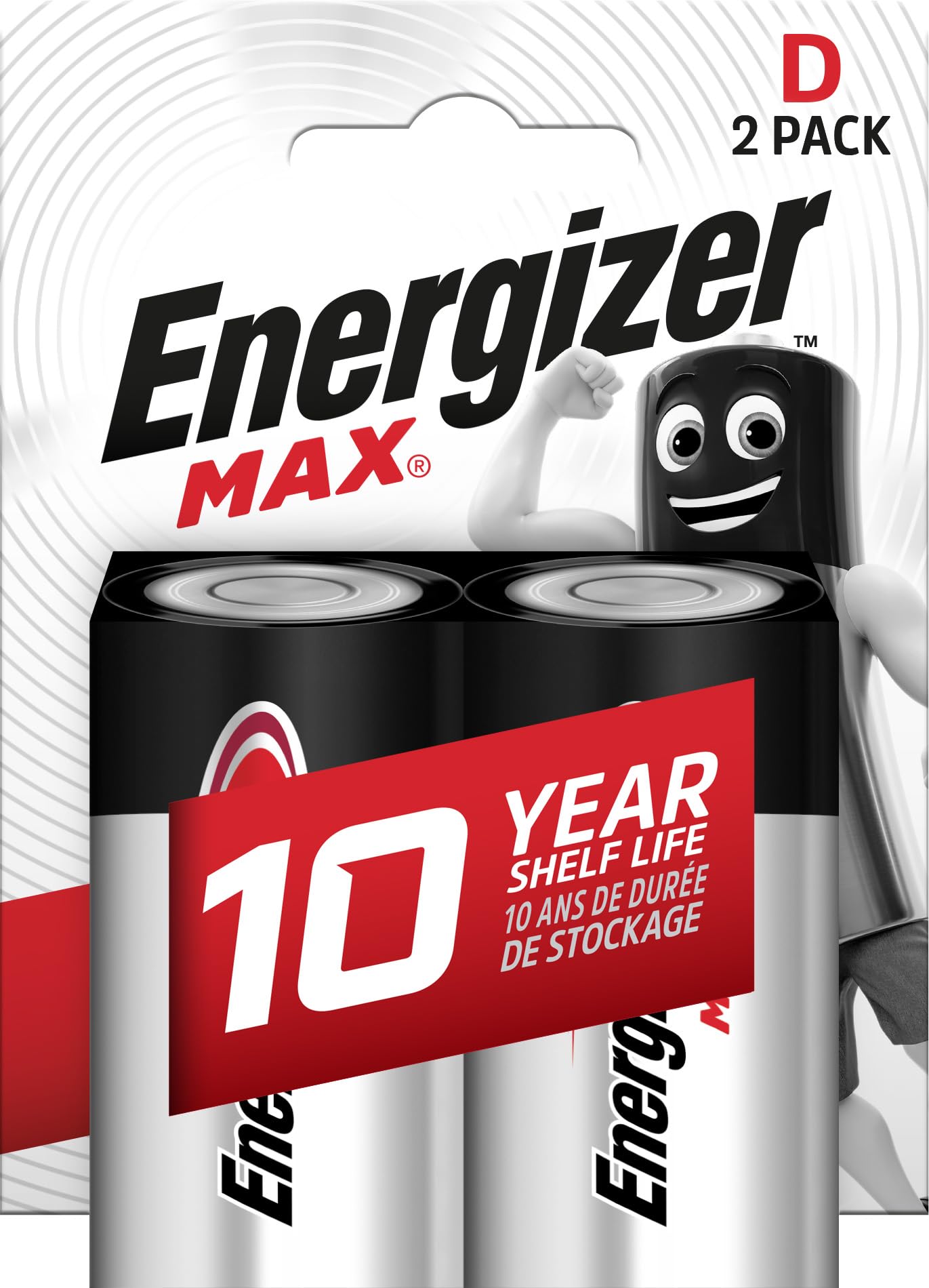Energizer D Batteries, Max Alkaline Power, 2 Pack