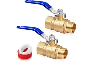 FANOVO 1/2 inch Forged Brass Ball Valve with Male x Female NPT Thread Full Port Connection, 2Pack Heavy Duty 1/2'' M to F NPT Threaded Metal Shut Off Control Valves Connector, for Water, Oil, and Gas