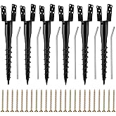Hicarer 6 Set No Dig Ground Anchor U Model Screw in Post Stake Fence Spike, Fits Standard 4 x 4'' Post (4.6 x 4.6 Inch Actual), for Mailbox and Fence