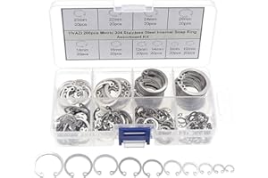 HVAZI 200pcs Metric 304 Stainless Steel Internal Snap Ring Assortment Kit 10 Kinds