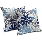 JMKaixin Outdoor Pillows, Pack of 2 Waterproof Decorative Throw Pillows with Inserts, 18”x18” Square Pillows for Bed, Couch, Sofa and Patio Furniture