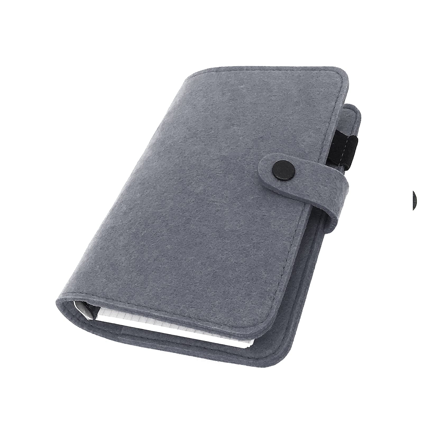 A6/ A5 6-Holes Felt Cover Round Ring View Binder File Folder for Loose Leaf Sheet Protectors/D Ring Binder Cover Protector (Dark Shadow, A6 mini set)