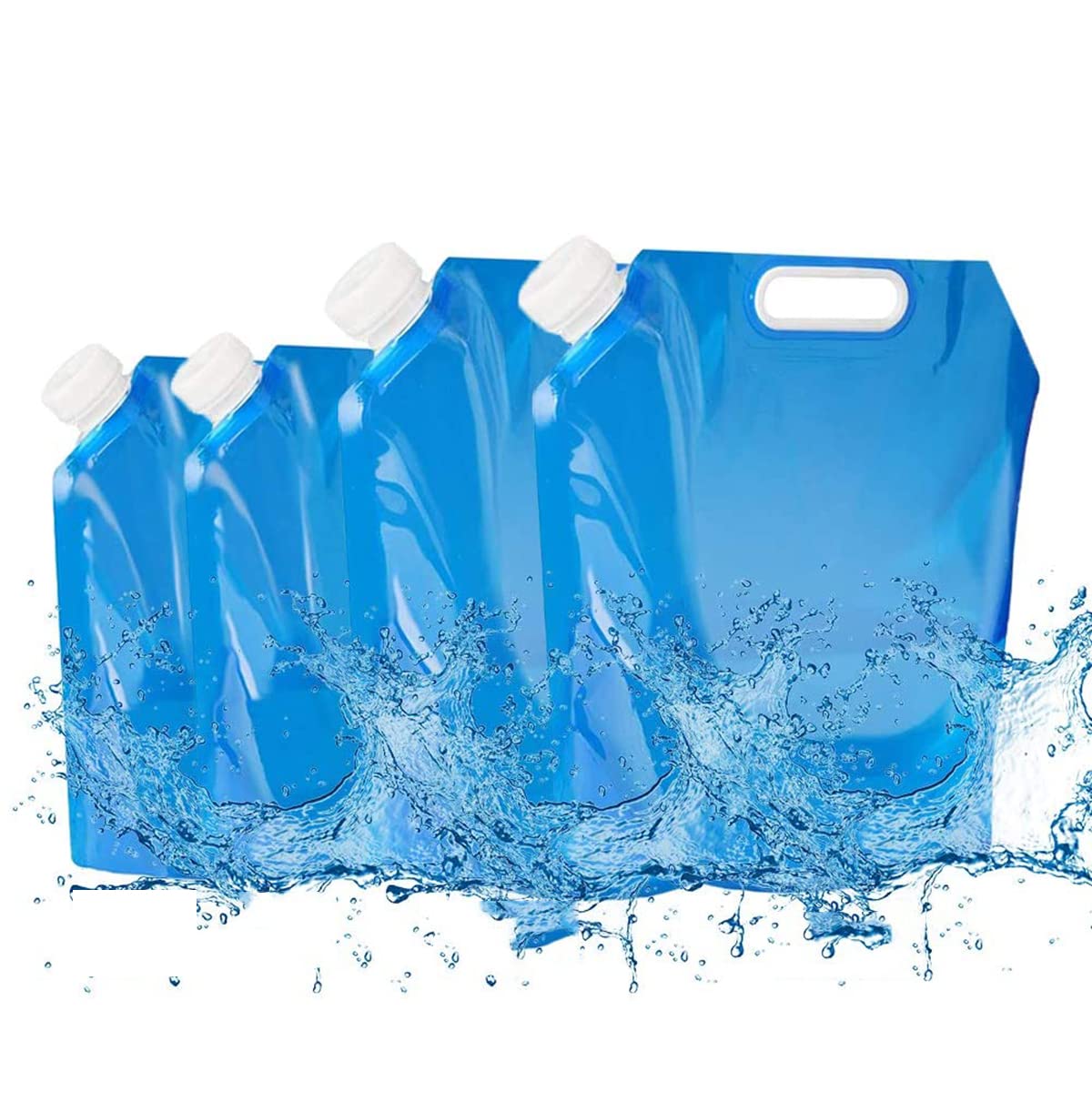 INTVN 4 Pack Folding Drinking Water Container, Water Carrier Outdoor Folding Water Bag Car Water Carrier Container for Sport Camping Hiking Picnic BBQ Water Resistant Gift 5L/ 10L