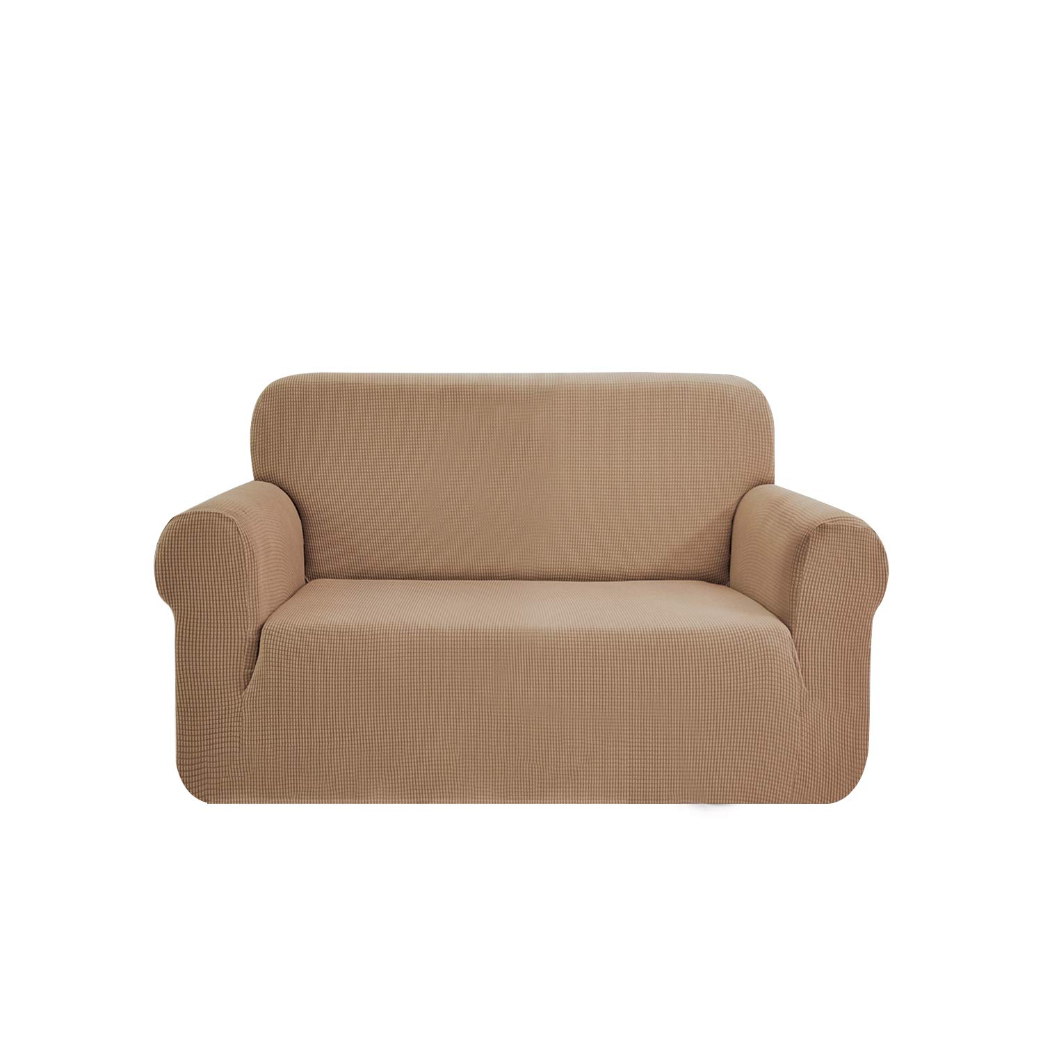 SAMSTEX Stylish Sofa Cover Stretch 1-Piece Sofa Slipcovers High Stretch Sofa Covers 2 Seater Thick Soft Loveseat Sofa Protector Machine Washable Non Slip Couch Covers (2 Seater, Sand) — image 1
