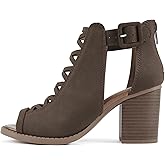 Soda Aran ~ Women Open Toe Crisscross Straps Back Zipper High Heel Fashion Sandal with Adjustable Ankle Strap