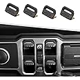 Jimen for JL/JT Window Button Cover, 4 Pack Window Switch Cover Trim Interior Accessories Compatible with Jeep Wrangler JL and Gladiator JT 2018-2023, Aluminum Alloy (Black)