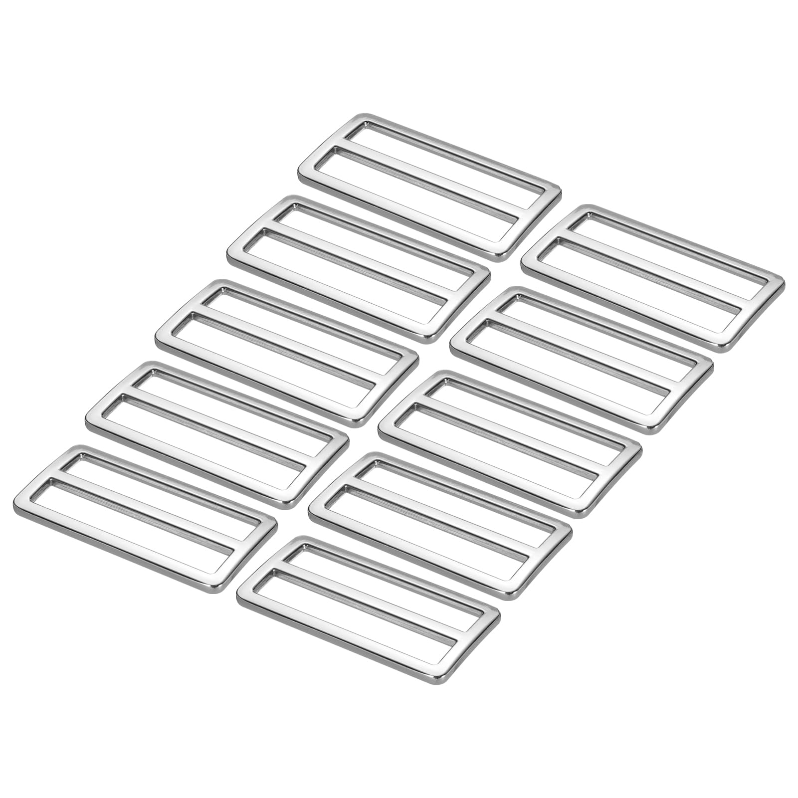 PATIKIL 0.8 Inch Tri-Glide Slide Buttons, 10 Pack Adjustable Buckle Webbing Strap Fastener for Backpack Bag Belt, Silver