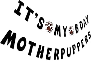 SILVIMA It's My Bday Motherpuppers, Funny Dog Birthday Banner, Paw Party Bunting Sign, Puppy Dog Pennant Decor