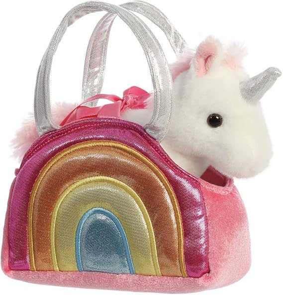 AURORA, Fancy Pals, 61171, Rainbow Unicorn Soft Toy In A Handbag, Gift