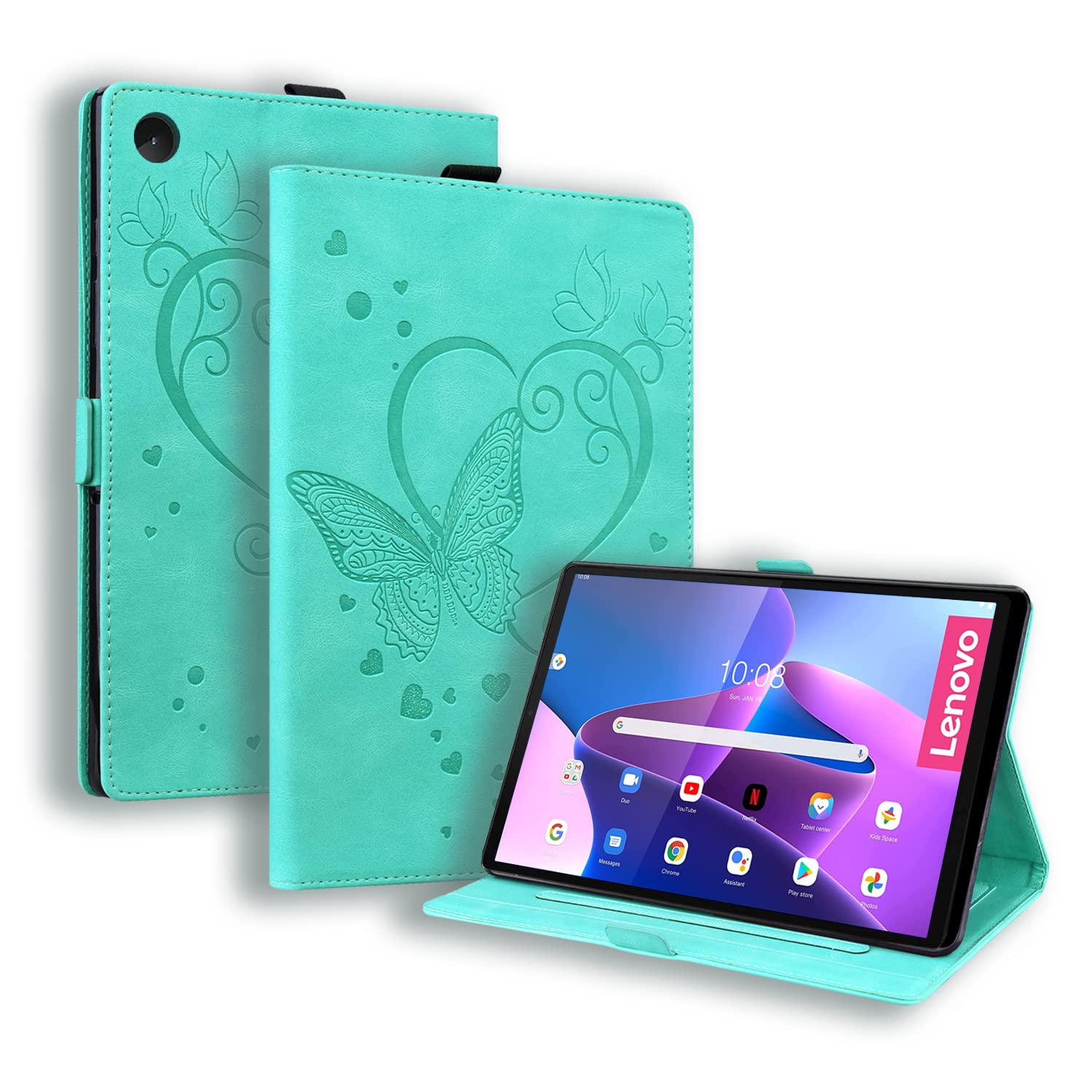 Auslbin Case for Lenovo Tab M10 3rd Gen (2022) 10.1 Inch PU Leather Case with Stand Protective Case for Lenovo Tab M10 3rd Generation, Green