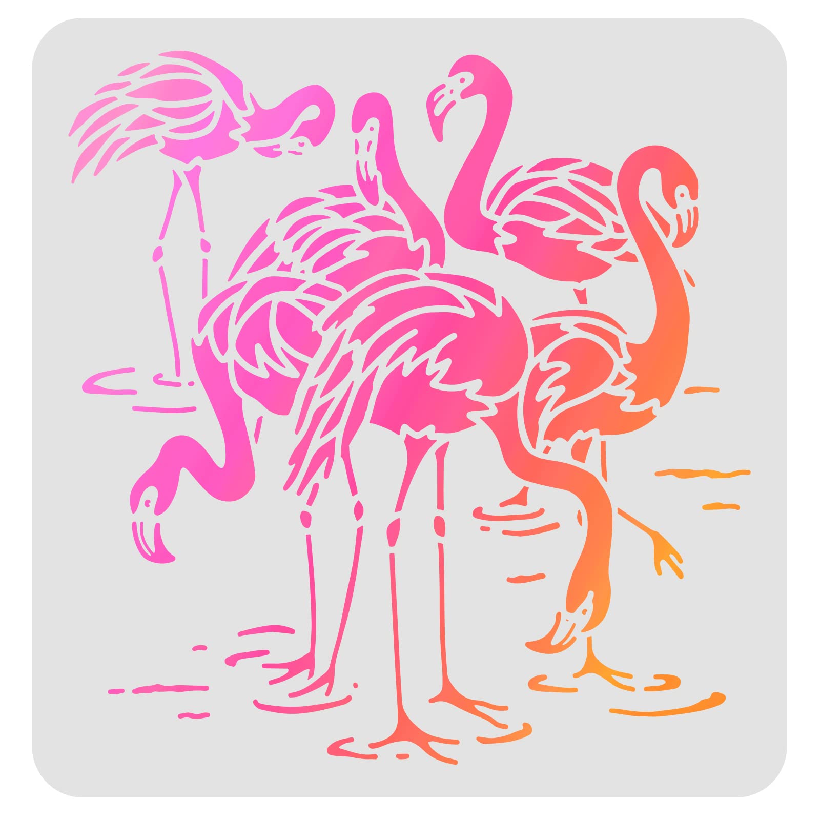 FINGERINSPIRE Flamingo Stencils - 30x30cm Plastic Reusable Stencils for Painting on Wood, Floor, Wall and Tile