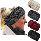 Loritta 4 Pack Womens Winter Headbands Fuzzy Fleece Lined Ear Warmer Cable Knit Thick Warm Crochet Headband Gifts