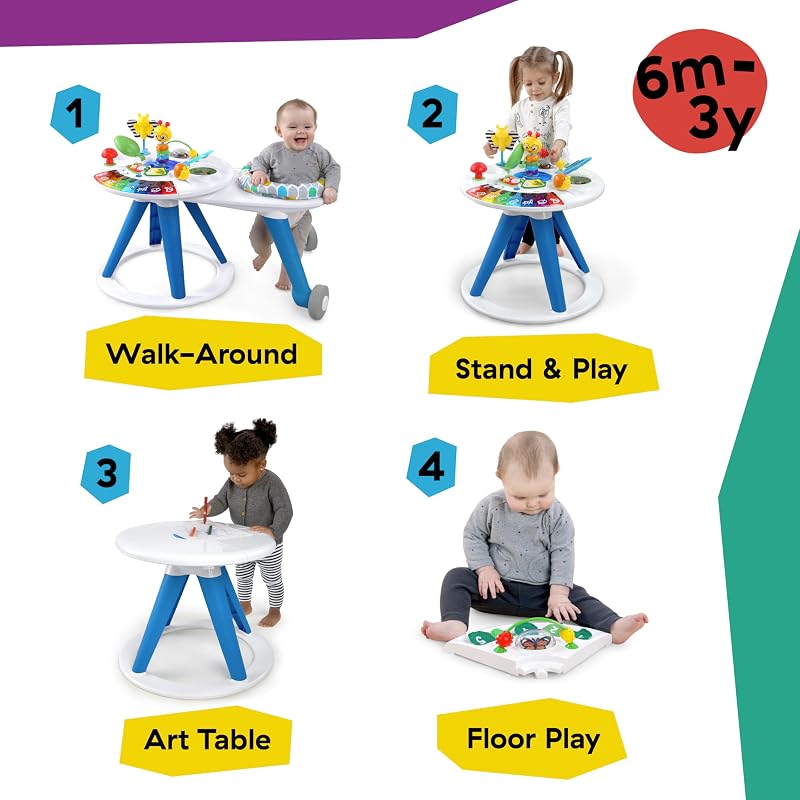 Centro attività e Tavolo, Around We Grow, Girello Evolutivo, Stazione Giochi Rimovibile, Multilingue, Sedile Girevole a 360°, Altezza Regolabile, Sviluppo Motorio, dai 6 Mesi+
