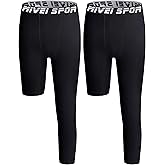 MIVEI Youth Boys One Leg Compression Pants Basketball Leg Sleeve Girls Single Tights Kids 3/4 Leggings Sports Base Layer
