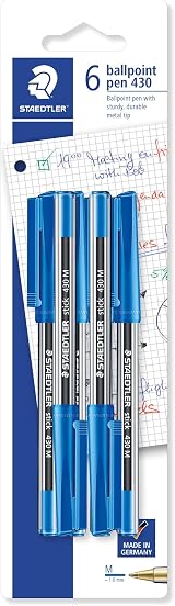Staedtler Medium Stick 430 Ballpoint Pen Blue Pack of 6