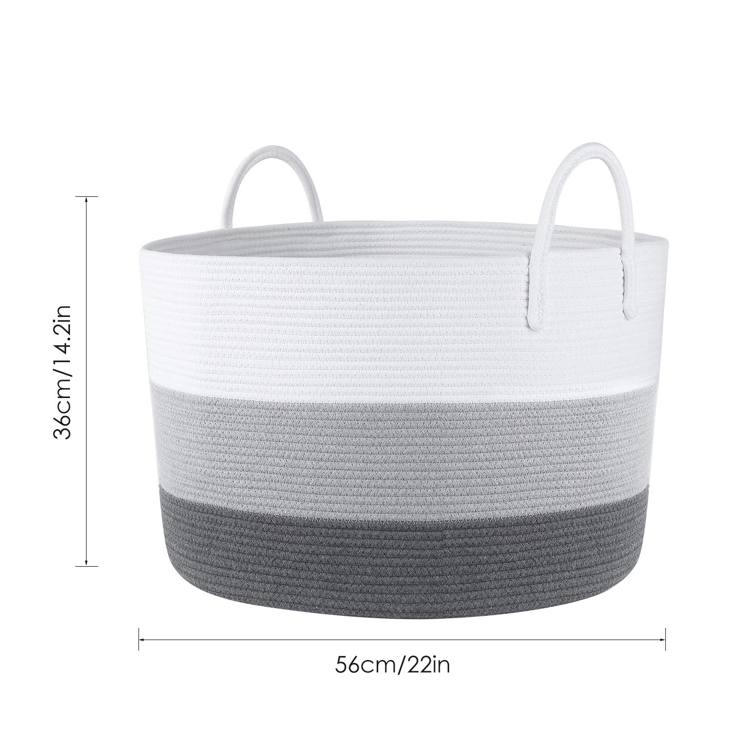 Homfa Wäschekorb 2er Set Aufbewahrungskorb aus Baumwollseil mit Griffen faltbar Weiß Grau