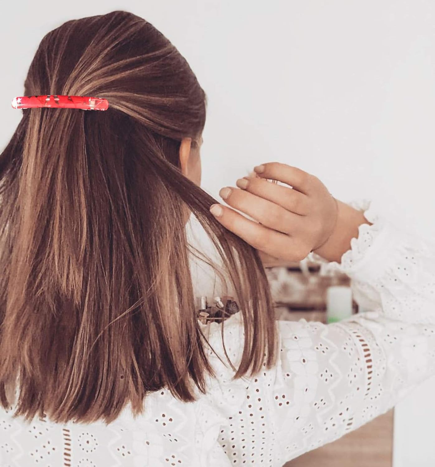 4 Pcs Skinny Hair Barrettes for Women, Colorful Small Barrette Clips for Thin Fine Hair, Celluloid Automatic French Hair Clips for Women Ladies : Beauty