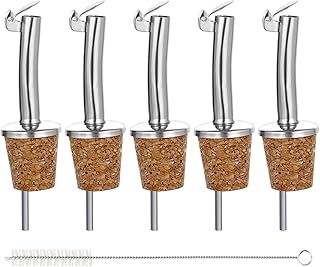 Incutex 5X Flaschenausgiesser Kork mit Deckel Ausgießer Flasche Ölausgießer Spirituosen Wein Öl Likör Essig