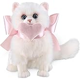 Bearington Cat Stuffed Animal - Ralistic Cat Plush Lifelike White Kitten Toys for Girls - Pretty Kitty 10"