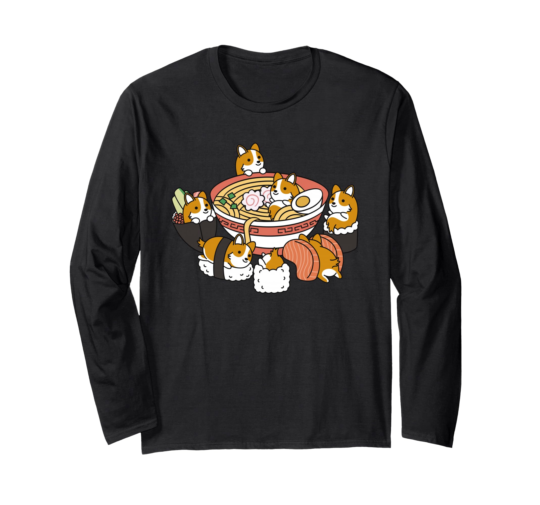 Ramen Sushi Corgi Dog Long Sleeve T-Shirt