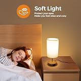 Suright Bedside Lamp 3-Way Dimmable USB A+C Ports Linen Shade LED Bulb Included view 6