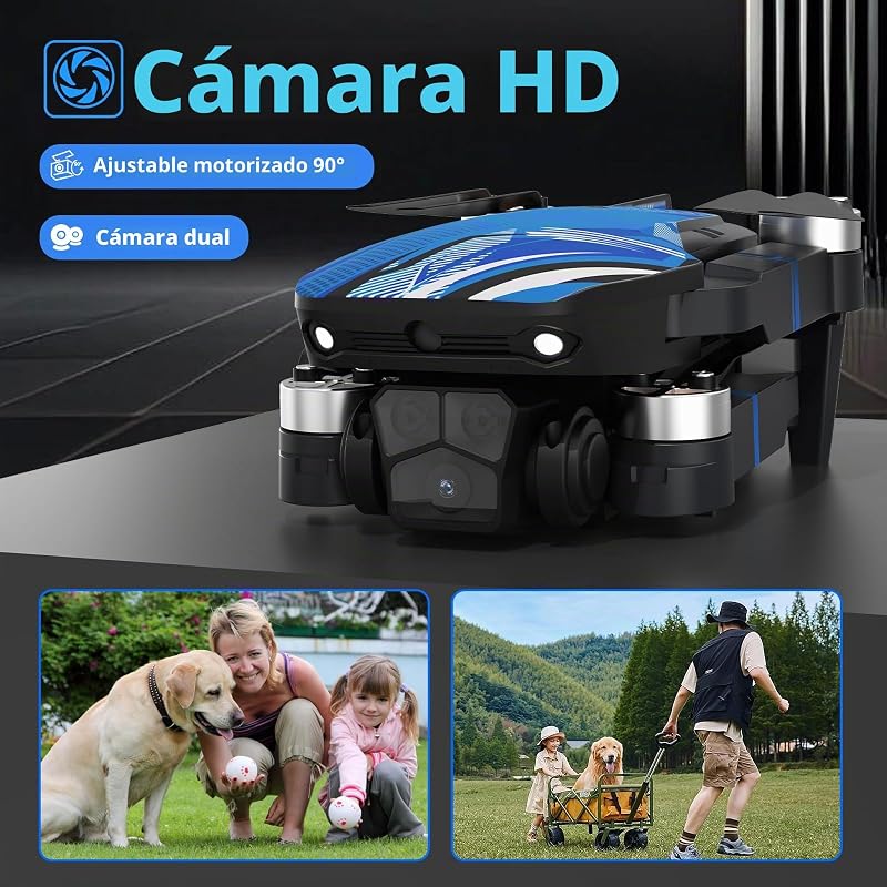 Dron con Cámara para Principiantes, Mando a Distancia con Pantalla LCD, FPV Vídeo Mini Drone, Esquiva de Obstáculos en 270°, 3D Flips, RC Cuadricóptero plegable, Tarjeta SD hasta 32GB