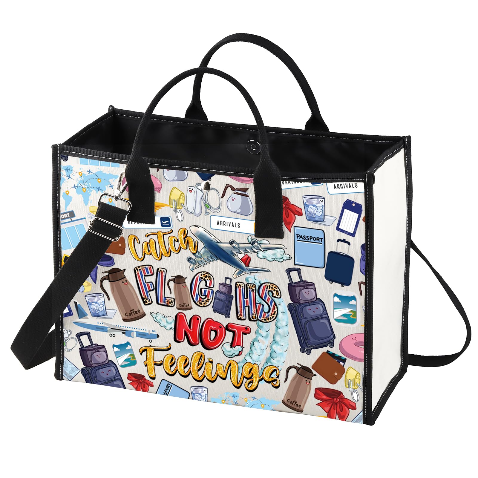 LEVLO Flight Attendant Cosmetic Make Up Bag Pilot Gift Catch The Flights Not Feelings Makeup Zipper Pouch Bag Airplane Traveler Gift, Flights Not LT