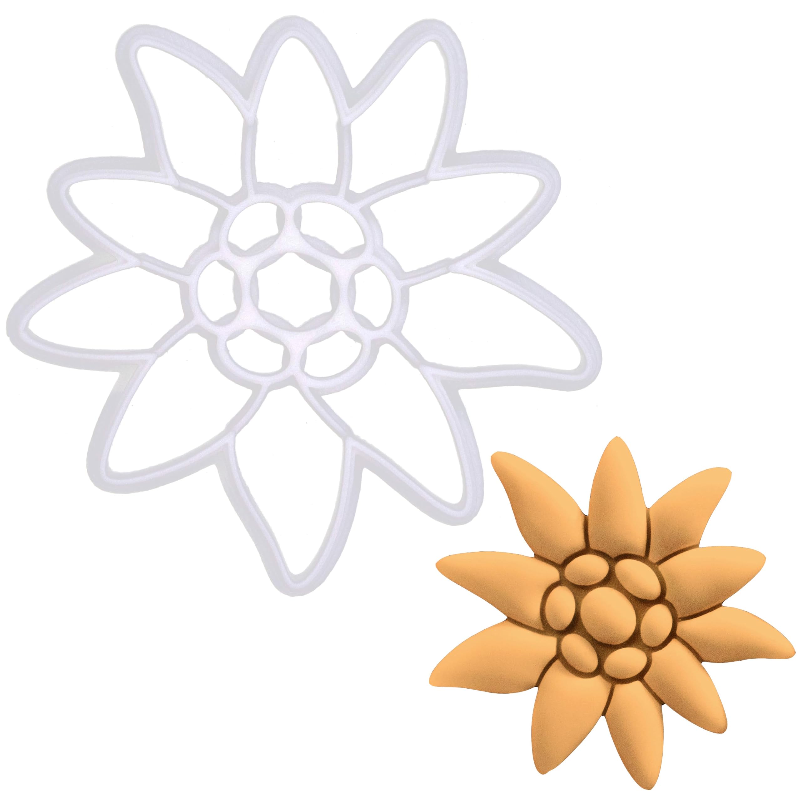 BAKERLOGY Edelweiss Flower Cookie Cutter - Detailed Biscuit Cutter Design for Baking and Crafts, Ideal on Fondant, Dough, Clay