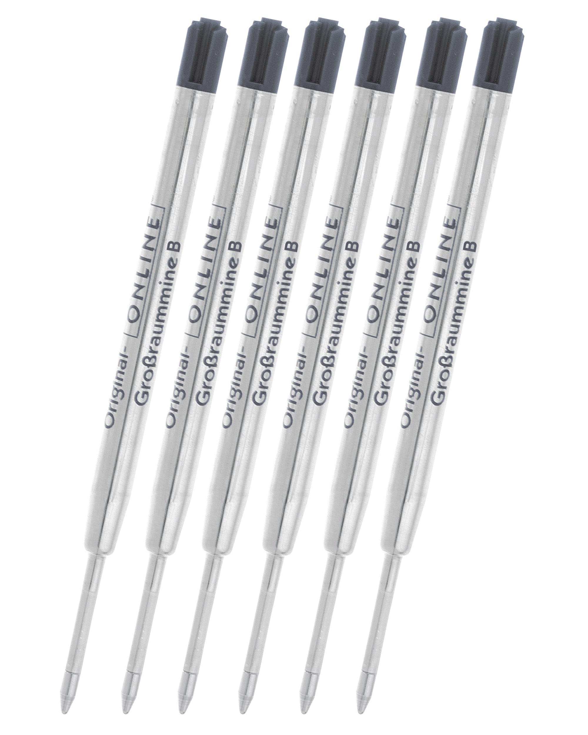 Online 6X Ballpoint Pen Refills Black, Large Point, International Standard Biro Refills G2 Format, Waterproof, Universal Refills for Ballpoint Pens, for School, Uni, Office