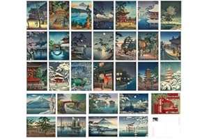 HOSTEESSCHOICE Beautiful Art Postcards set of 30 Tsuchiya Koitsu Post card variety pack Famous Painting Scenery,Retro Aesthetic Art Posters Collage Kit