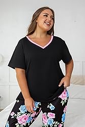 Vozanet Women's Pajama Sets Short Sleeve with Long