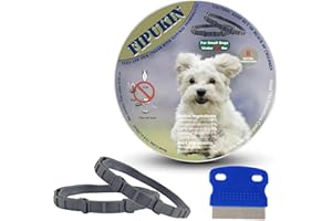FIPUKIN Natural Ingredients Flea Repellent Collar for Small Dogs, Safe and Effective Flea and Tick Repellent, Waterproof, 8 Months Protection per Collar, Free Comb, 13.8 Inches, 2-Pack
