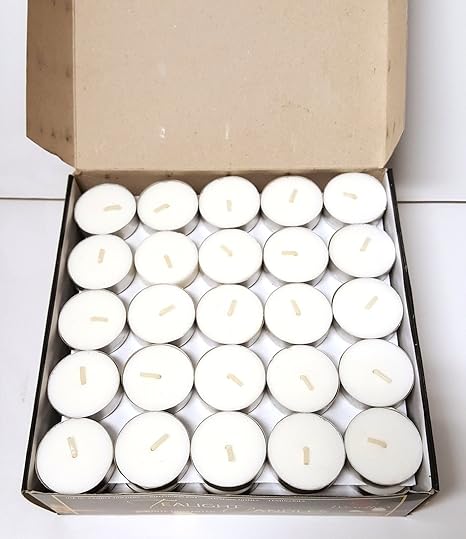Pure Source India Wax Tea Light Candle (White, Set of 100) Smokeless Candles