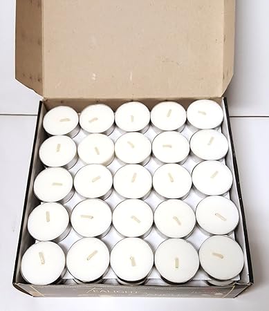 Pure Source India Wax Tea Light Candle (White, Set of 100) Smokeless Candles
