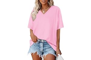 CHICALLURE Oversized Tshirt Women V Neck Basic Tops Short Sleeve Summer Casual Loose Tees