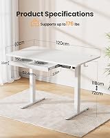 ErGear Electric Standing Desk 120x60 cm with 4 Memory Presets White view 4