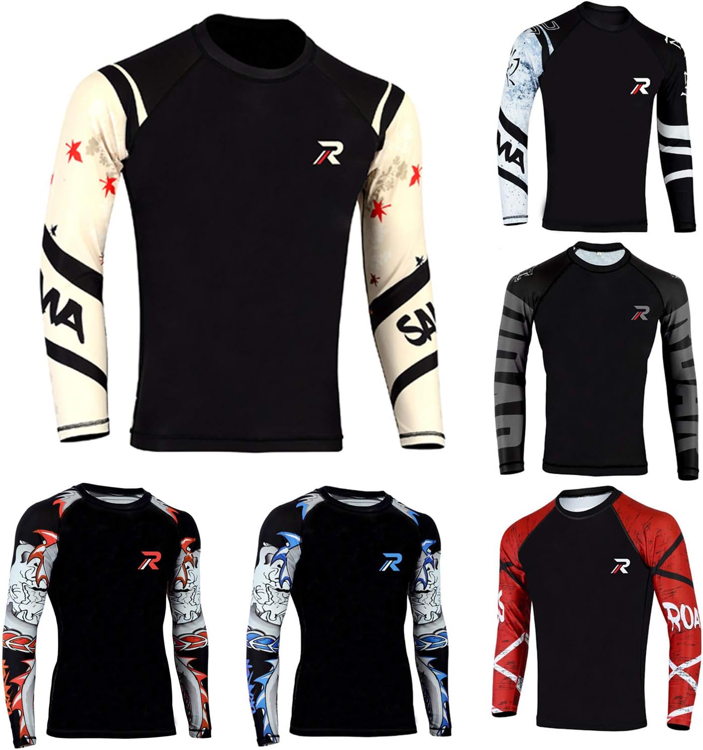 ROAR MMARoar Rash Guard Long Short Sleeve MMA Grappling Jiu Jitsu Training Gear Fight Shirts