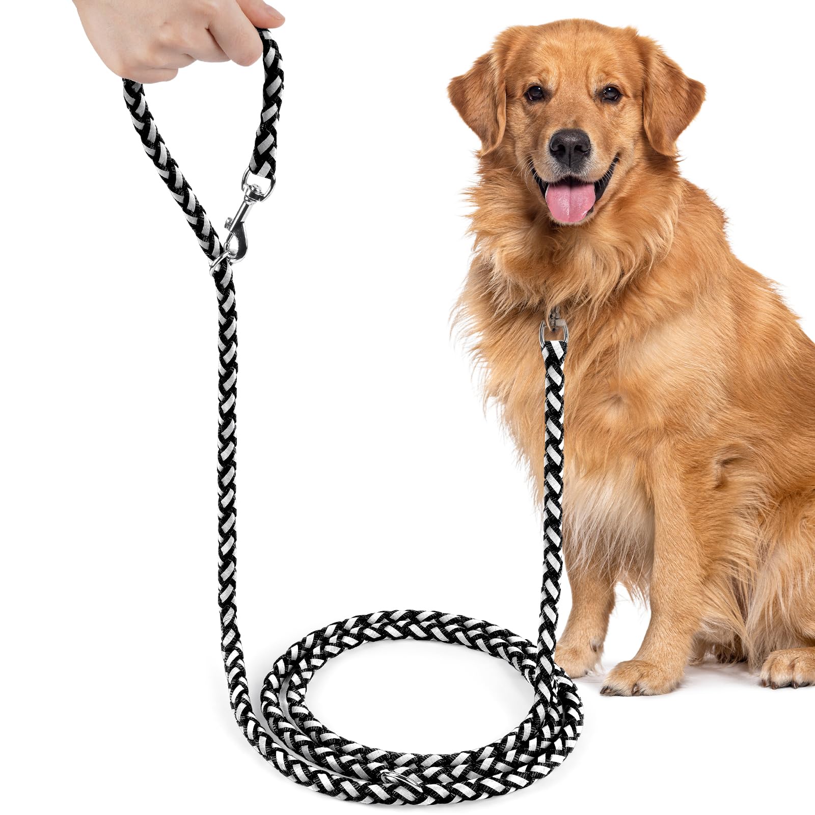 vsshe Double Dog Lead Walking 2 dogs, No Tangle Dual Leash, with 360° Rotating Alloy Hook, Heavy Duty Adjustable Bungee Reflective Dual Leashs for Small Medium and Large Dog Running Training Black