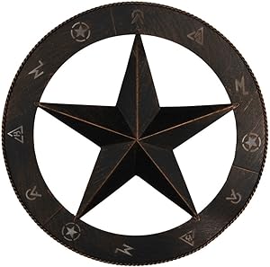 EBEI Metal Star Wall Decor Wall Art 15" Vintage Metal Bran Circled Star Western Home Wall Decor