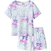CYCHELRY Tie Dye Pajamas for Teen Girls Cat Snail Daisy Donut Fox Big Kids Sleepover PJS Sets Matching Clothes Size 6-16