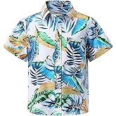 Boy Hawaiian Shirt Floral Print Shirt Short Sleeve Button Down Summer Beach Tops for Kids
