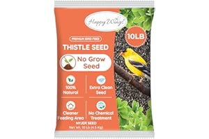Happy Wings Nyjer/Thistle Seeds Wild Bird Food - 10 Pounds I No Grow Seed I Bird Seed for Wild Birds