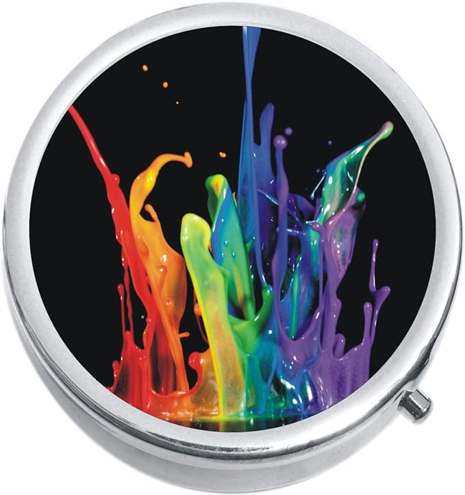 Rainbow Paint Splash Medicine Vitamin Pill Box Health