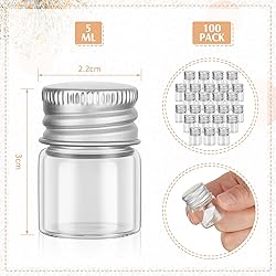 Tessco 100 Pcs 5 ml Mini Glass Bottles with Screw
