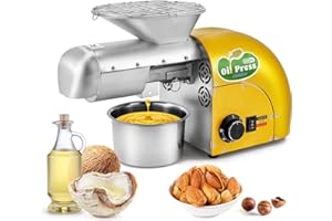 Luzrise 1800w Oil Press Machine Nut Seeds Oil Extractor Cold& Hot Press Machine (Temperature Control 32℉-572℉, Extended Rod, 13-19LBS/H, Lower Noise, For Coconut, Cocoa Beans, Avocado, Amaranth Seed)