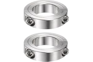 HARFINGTON 2pcs Shaft Collar for 1-1/4" Rod 2-1/16" OD 1/2" Width 304 Stainless Steel Double Split Axle Clamp-On Collar with Set Screw