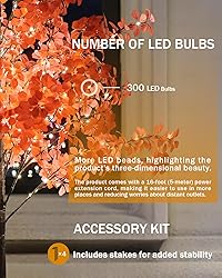 TYBEEU 6FT 5-Leaf Lucky Tree with Warm White Lights