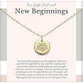 HOPE LOVE SHINE Women's New Beginnings Necklace - 14k Gold Plated Sterling Silver, Healing & Recovery Gift, Adjustable 16+2" Chain