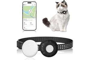 HONGTOP H Cat Tracker,Waterproof Pet Tracker for All Cats(Only iOS),Cat Tracker Collar with Safety Elastic Buckle,No Monthly Fee,Compatible with Apple Find My App-(Black)
