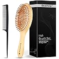 Natural Bamboo Brush, Premium Scalp Massage Hair Brush for Hair Growth, Wooden Brush for Women and Men, Suitable for Curly, Straight, Long, and Short Hair